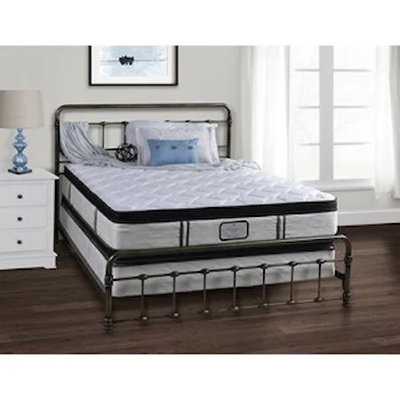 Queen Elegance Pillow Top Double Sided Innerspring Mattress and Low Profile Foundation
